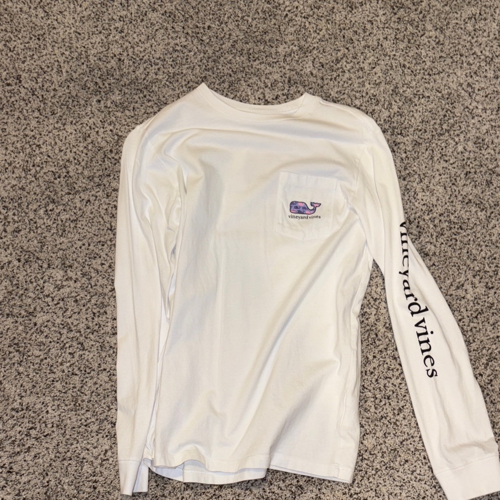 Vineyard Vines Cream Tee with Blue Logo